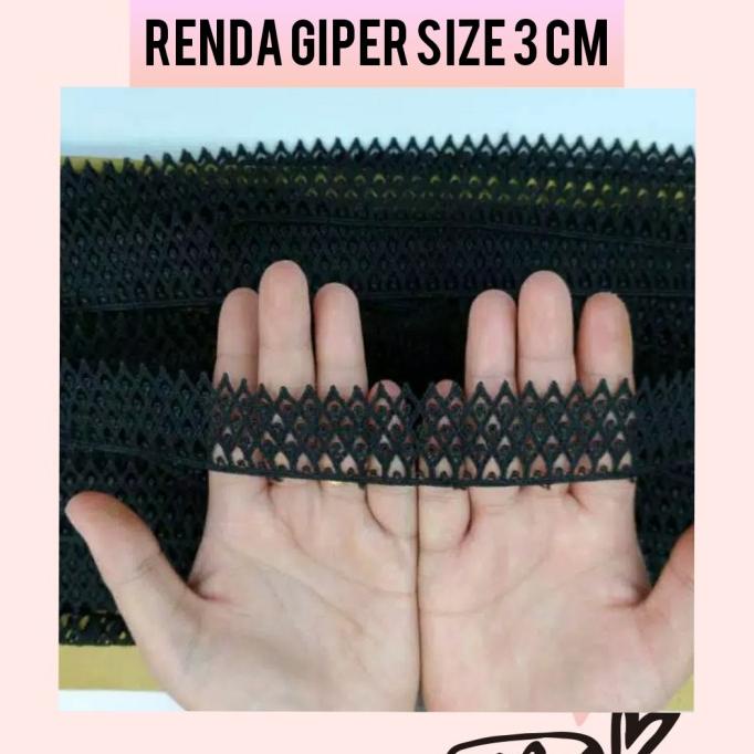 Open DS] 1 METER - 3 CM RENDA GIPER | RENDA BORDIR HITAM PINGGIRAN