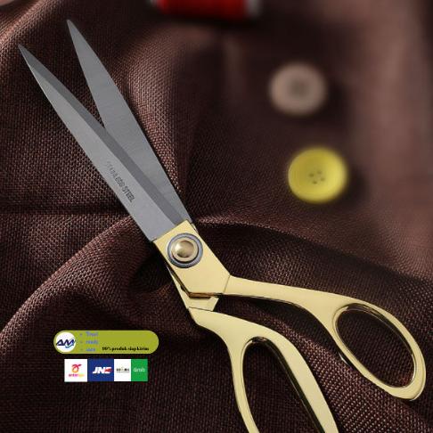 

&<&<&<&] Gunting Kain baju stainless Besar Warna Gold 10,5 " Inch