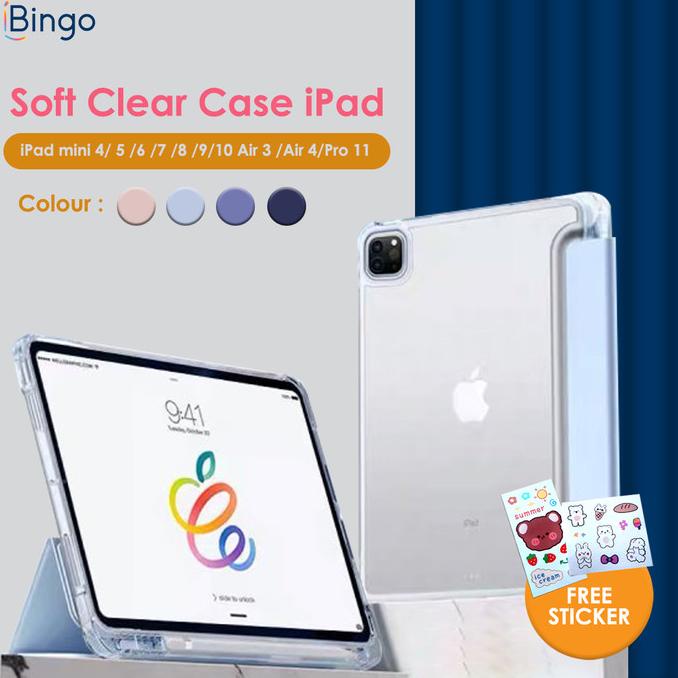 Soft Clear Case iPad mini/ 5 /6 /7 /8 /Air 3 /Air 4/Pro With Pen Slot