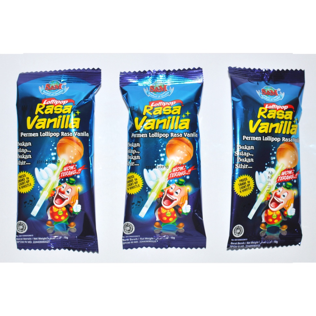 

Lollipop Magic Glow S&M Rasa Vanilla1 Box isi 20 pcs @10gr Lollipop Rasa Vanila Stik Stick Lollipop Bisa Menyala