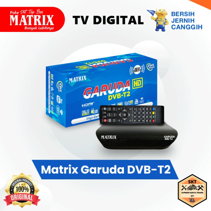 NEW SERIES MATRIX RECEIVER TV SET TOP BOX SILVER DVB T2 DIGITAL PAKET KOMPLIT ORIGINAL TERBARU