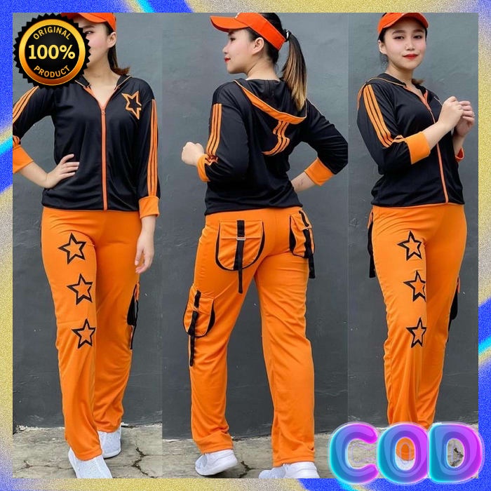 Setelan Olahraga Wanita Training Senam Wanita Jumbo Pakaian Aerobic Wanita Baju Olahraga Muslim Set 