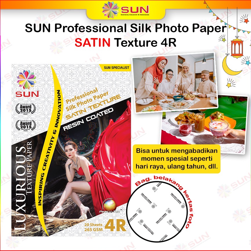 

99 Kertas Foto Doff Silky A6 4R Texture Kulit Jeruk - SUN Professional Silk Photo Paper 265 4R, A6 - Motif Glossy, Pearl, Satin, Canvas ( Support epson/canon/hp/brother ori/dye/pigment/art paper ink - 664, 003, 673, 790, 810, BT5000, GT51 52, dll) Harga T