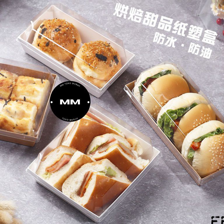 

Buruan beli 10pcs paper box burger sandwich roti kue box brownies kotak kue salad box bento cake 82