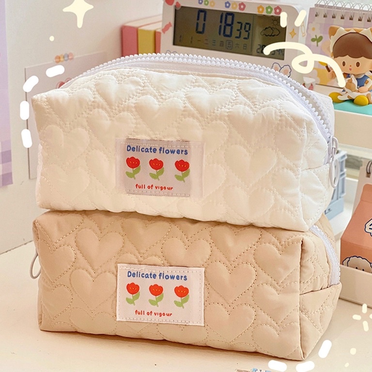 

Terlaku.. KENSHO Kotak Pensil Kain Flower Sleting Bunga Aesthetic Plaid Kotak Korea / Pencil Case Lucu Import / Flowers P98