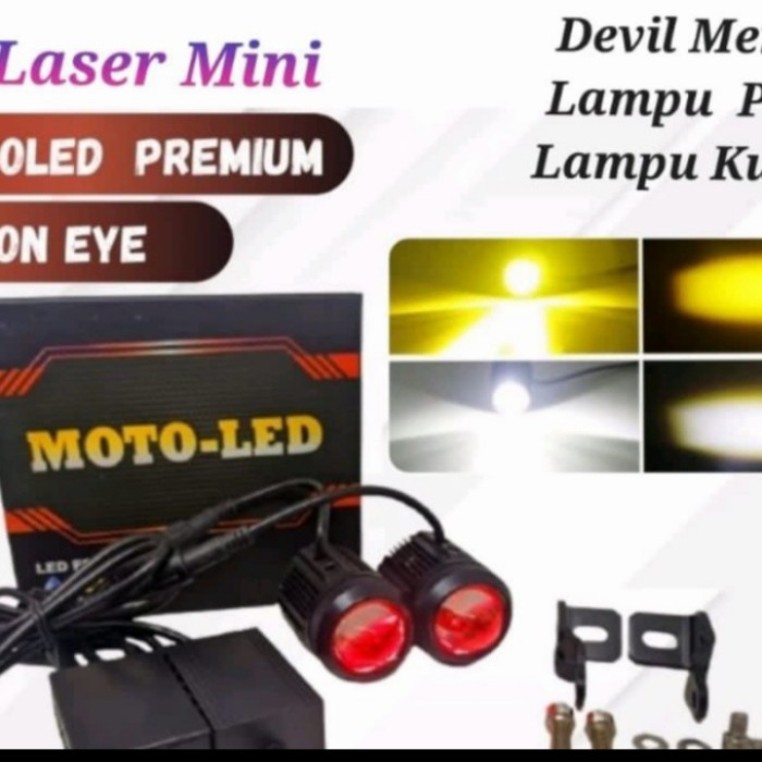 Lampu Tembak Lampu Led D2 Laser Dual Tone Premium Motoled Devil Merah