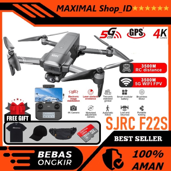 DRONE SJRC F22S 4K PRO 3.5KM LIMITED DRONE GPS EIS CAMERA ANTISHAKE ORIGINAL