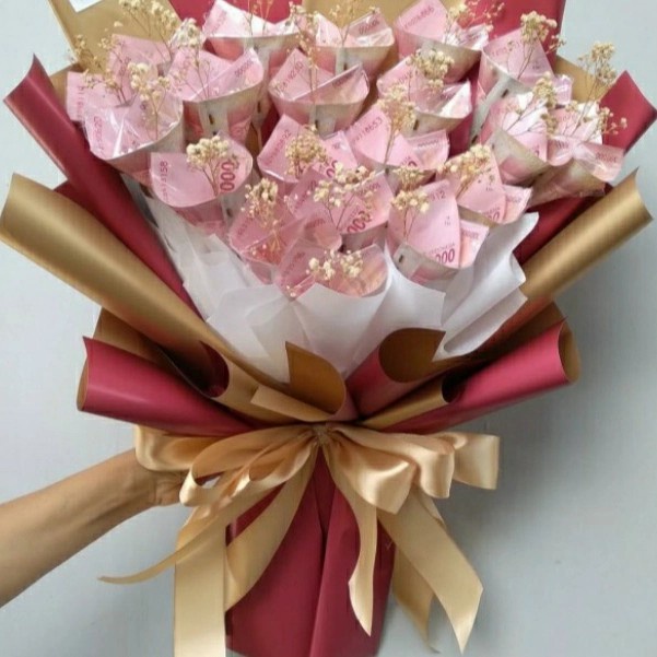 Best Seller Buket Uang Asli 100Rb (20Lembar) Special Valentine Anniversary Ultah