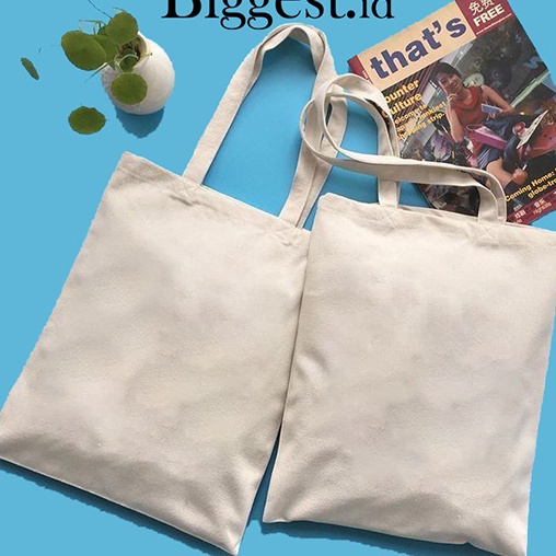 Diskon✳➽ JF0VY TOTEBAG POLOS BAHAN KANVAS TAS TOTE 35x40 cm C42 ➡Diskon