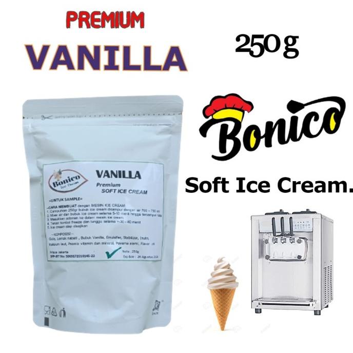 

sample BONICO VANILLA SOFT ICE CREAM POWDER 250g vanila bubuk es krim