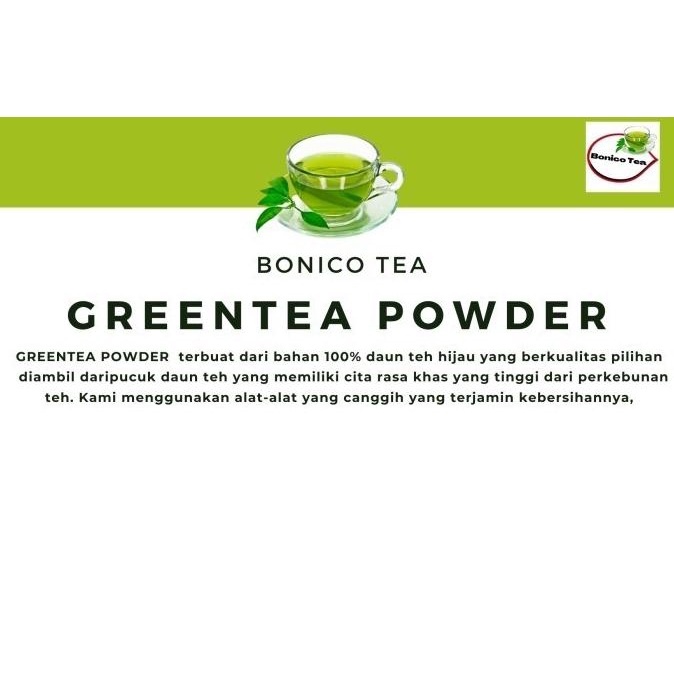 

ORGANIC Greentea Powder Bonico 1kg pure 100% bubuk Teh Hijau murni