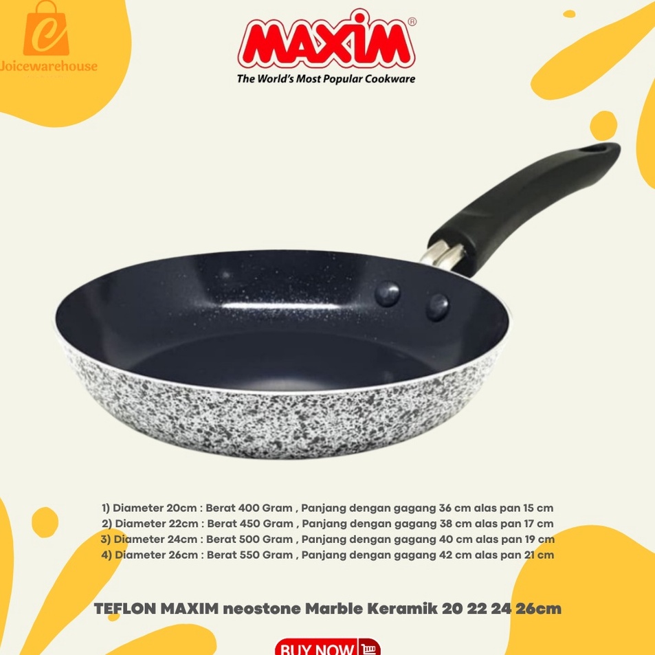 ｀ KA TEFLON MAXIM FRYPAN ANTI LENGKET neostone Marble Keramik 20 22 24 26cm ✣