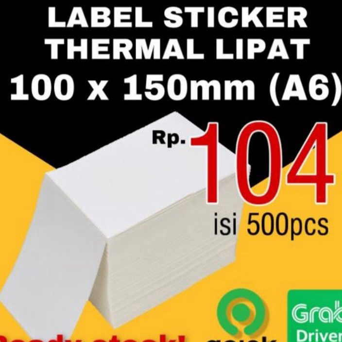 

LRRR7303㍿ KERTAS STICKER LABEL THERMAL LIPAT 100x150 BARCODE A6 ㊬