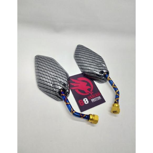 Sparepart Spion Jupiter Karbon Gagang Blue X Panjang - Tanggung - Kecil / Spion Variasi Karbon Jupit