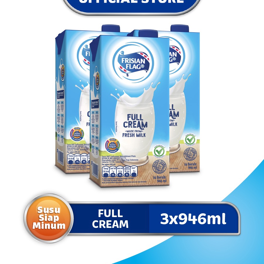

QVWY4949㊞ Frisian Flag Family UHT Full Cream 946 ml x 3 pcs ㊢