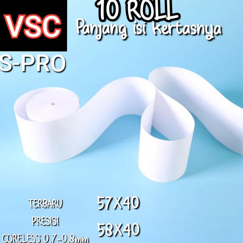 

8.8 10 Roll Vsc Kertas Struk Kasir 57X40 58X40 Ppob Thermal Pos Receipt Mobile Printer 58Mm Grosir !!