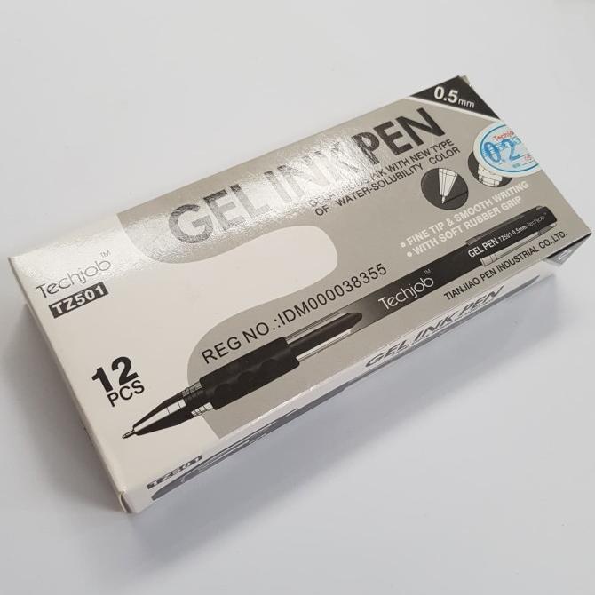 

%$%$%$%$] Bolpen/ Pulpen Gel Techjob 0.5 Hitam Lusin
