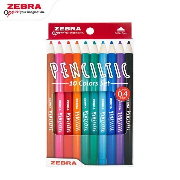 

+++++] Penciltic Pen ZEBRA 10 Colours in 1 Set 0.4mm