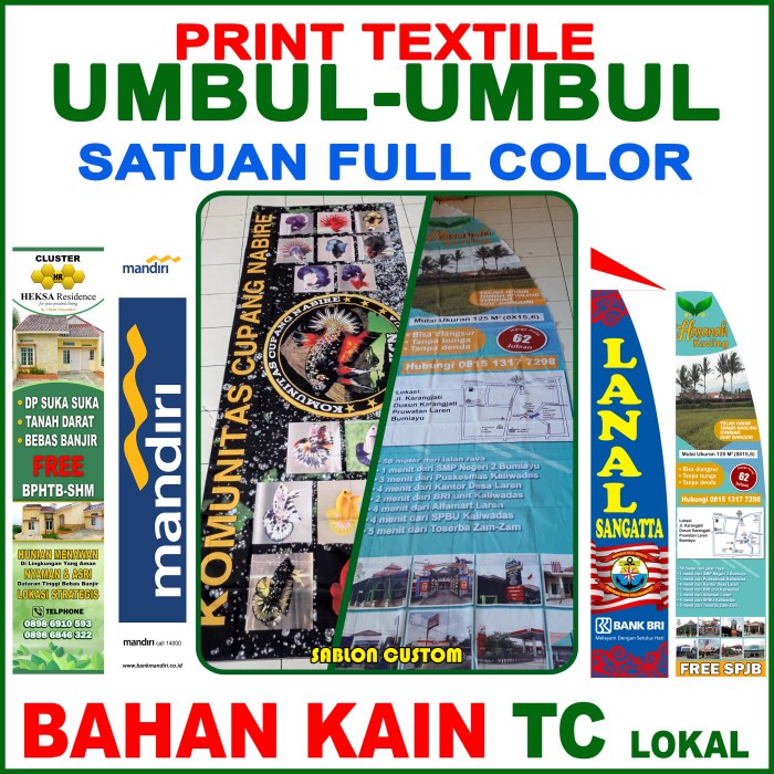 Bikin Umbul-Umbul Custom Bahan Kain Tc Full Collor Lebar 90Cm Tantinseller