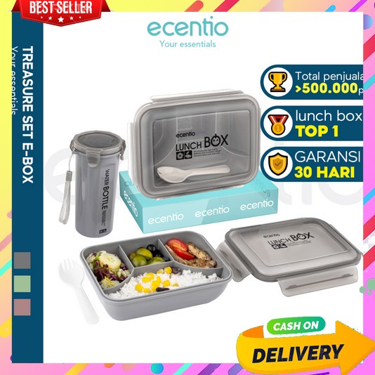 Lunch Box Set Anak Sekolah Paper Stainless Steel 1 Anti Tumpah Wadah Nasi Tahan Panas Lunchbox Laki 
