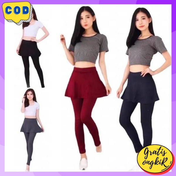 Celana Rok Legging Wanita Mini Skirt Terbaru 2023 Leging Rok Ibuibu Senam Clana Ledging Sprot Casual