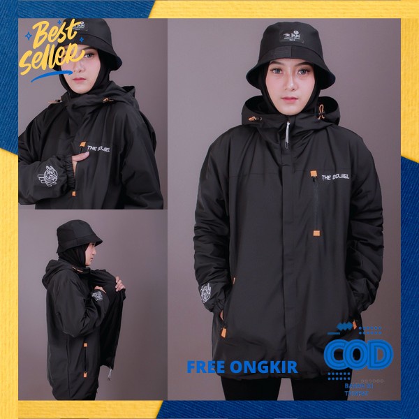 Jakrt Tebal Jaket Simple Motor Pria Resleting Anti Air Parasut Jaket Musim Dingin Jacket Touring Ber