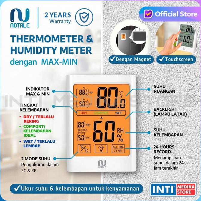 NOTALE - 2in1 Hygrometer + Termometer Ruangan | Thermometer Kelembaban