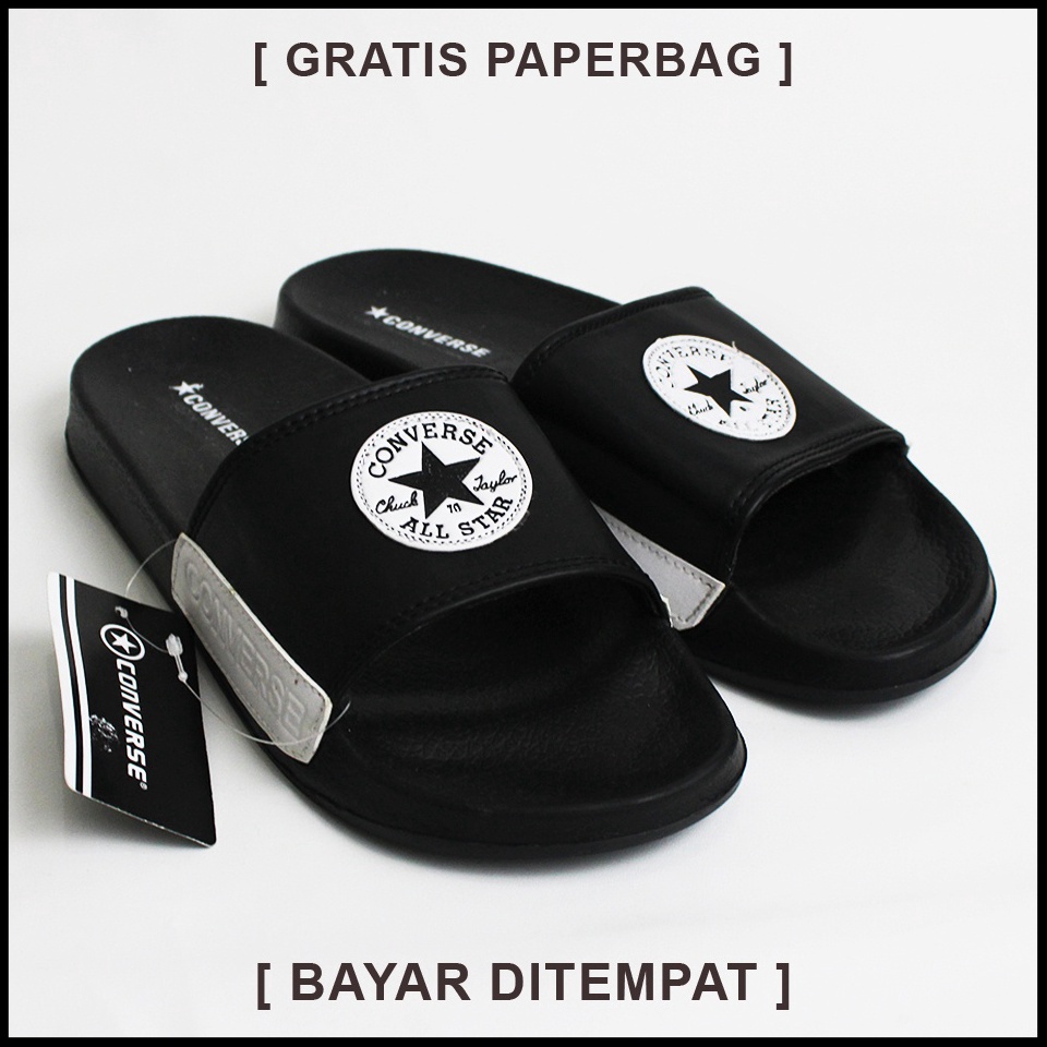 READY. Sendal Selop Distro Pria Convrsee99 All Star Chuck Taylor Hitam Fullblack / Sendal Slip On Pr