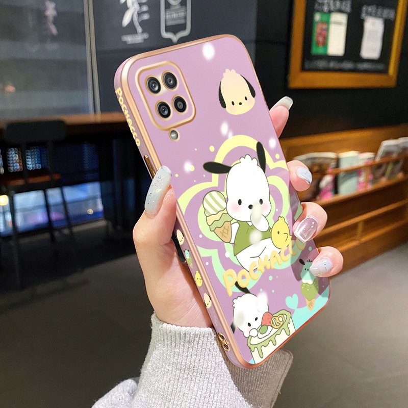 Case Ponsel untuk Samsung A12 5G M12 F12 A11 M11 Case ponsel persegi tepi samping HP kartun Casing p