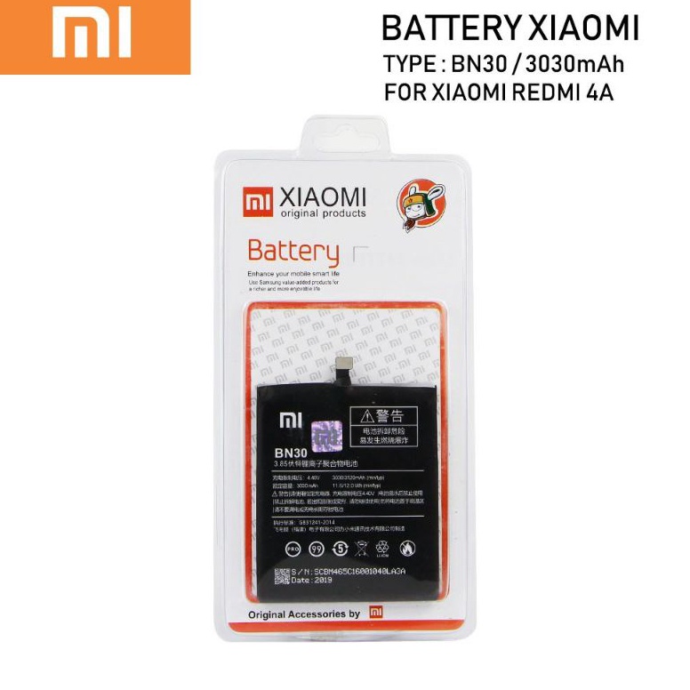 Terpercaya.. BATTERY REDMI 4A ORIGINAL - BN30