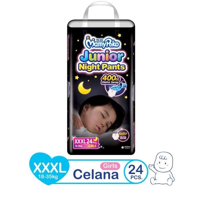 PEMPERS ANAK BAYI MAMY POKO PANTS JUNIOR NIGHT XXXL 24 GIRLS