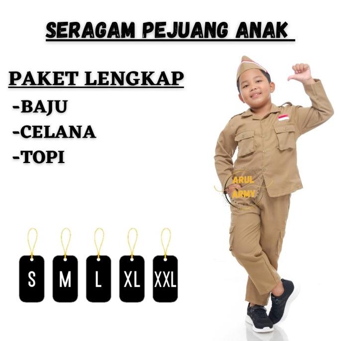 SERAGAM PEJUANG VETERAN ANAK BAJU PEJUANG VETERAN ANAK KOSTUM TNI AD