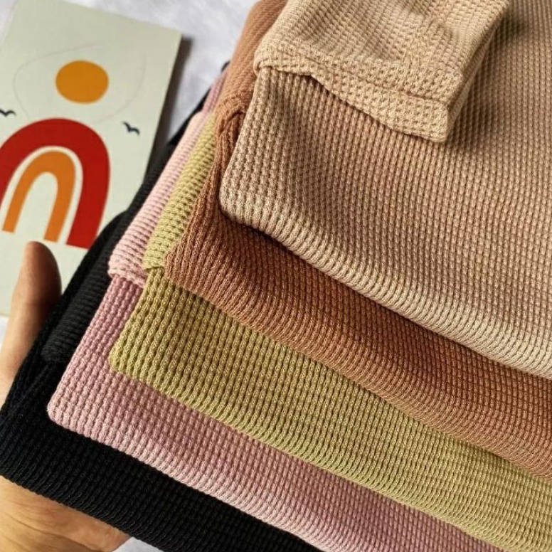 MURAH. Kaos Wafer Premium/Kaos Rib Wafer Premium/Kaos Wafer Lengan Panjang Wanita/Kaos Waffle