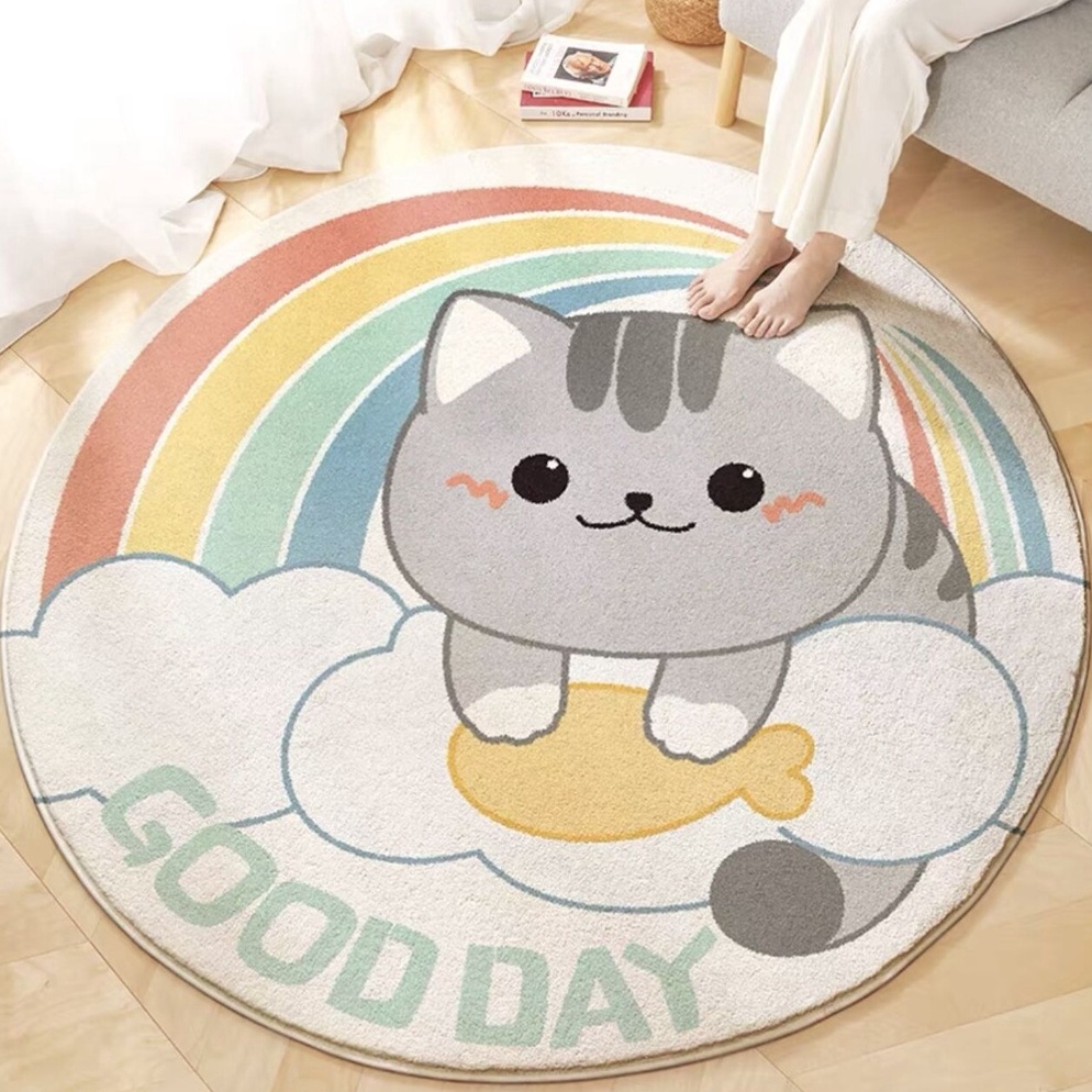 Harga Spesial.. UM046  Karpet Bulu Cashmere Bulat Minimalis Diameter 100cm/Karpet Bulu Bulat Modern