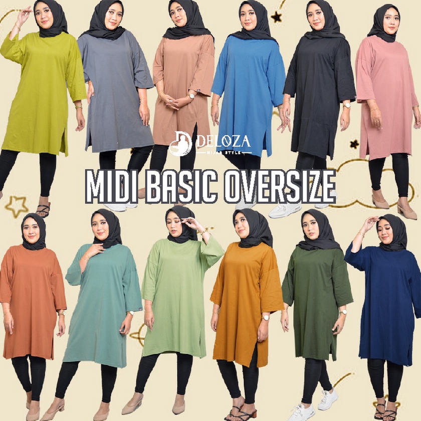 codeO4a4Z Deloza Long Tunik Oversized Kaos Polos / Midi Dress JUMBO