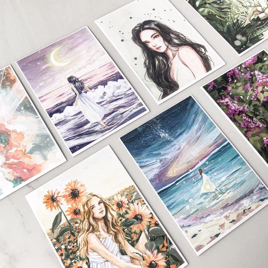 

❈Harga Termurah➱ JWWRO Postcard by PIKAPOPPIN | Kartu Pos | Post Card Watercolor Gouache V37 ←Bestseller