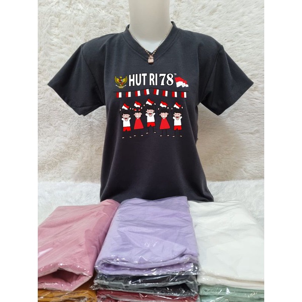 Kaos Wanita/Baju Atasan/DTF HUT 17Agustus/Babyterry import