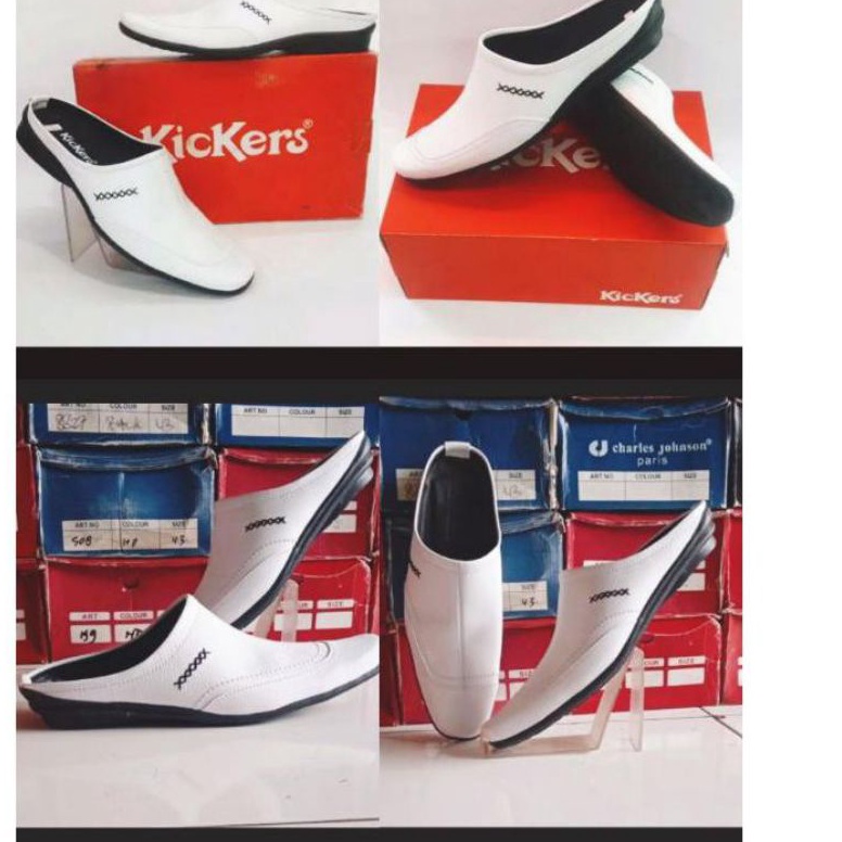 LANGSUNG KIRIM. sepatu slop bustong habib bahar kickers putih dan hitam.