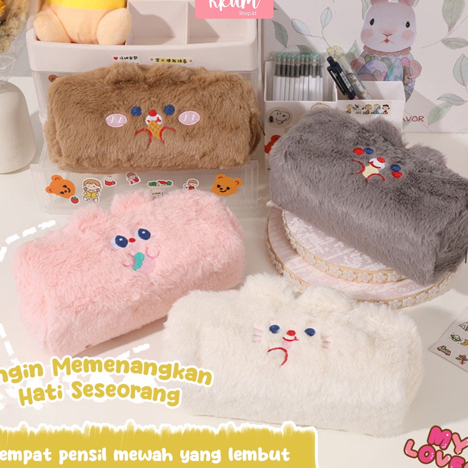 

Terlaris✢ M0JQ8 Tempat pensil bulu soft cute/ Tas pensil kosmetik/ Pouch makeup kecil D91 Readystock