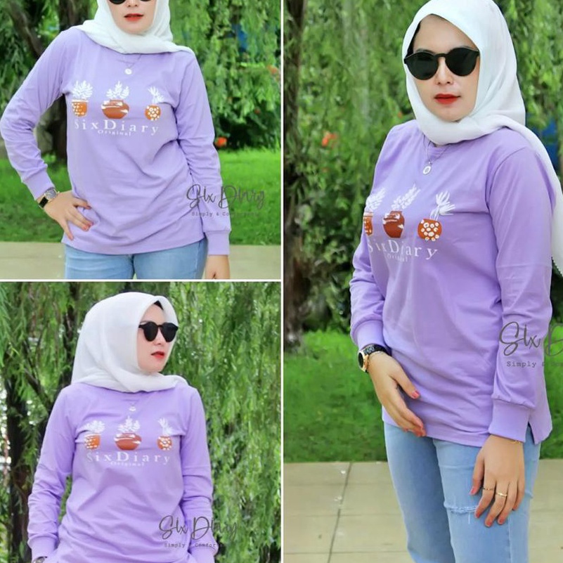 Terlaris Baju Wanita Fashion wanita Kaos Wanita Atasan Wanita Kaos Lengan Panjang Wanita MOTIF POT W