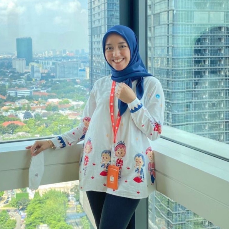 HARGA SPESIAL. Nona blus batik modern lucu motif mbok jamu model kekinian murah batik kerja kantor