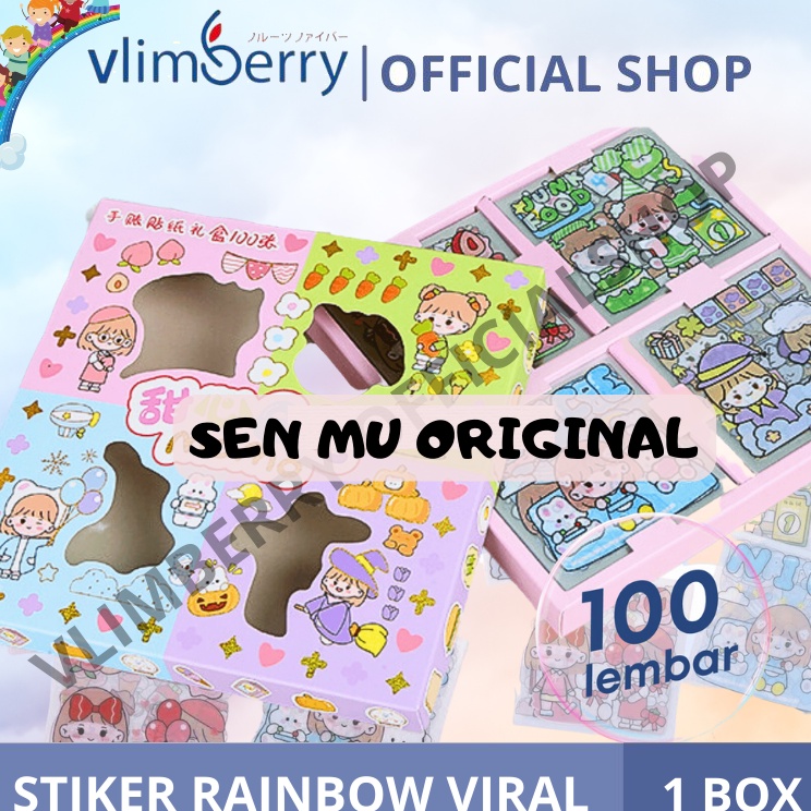 

GROSIR_JAKARTA VLIMBERRY 100 Lembar Stiker Motif Kartun Korea Lucu Anti Air Dekorasi Handbook Scrapbook DIY
