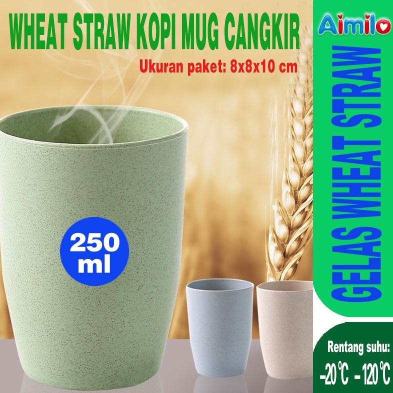 Terlaris Aimilo Gelas Wheat Straw Kopi Mug Cangkir | Gelas Gandum Kokoh  | Mangkok Wheat Straw Bowl 
