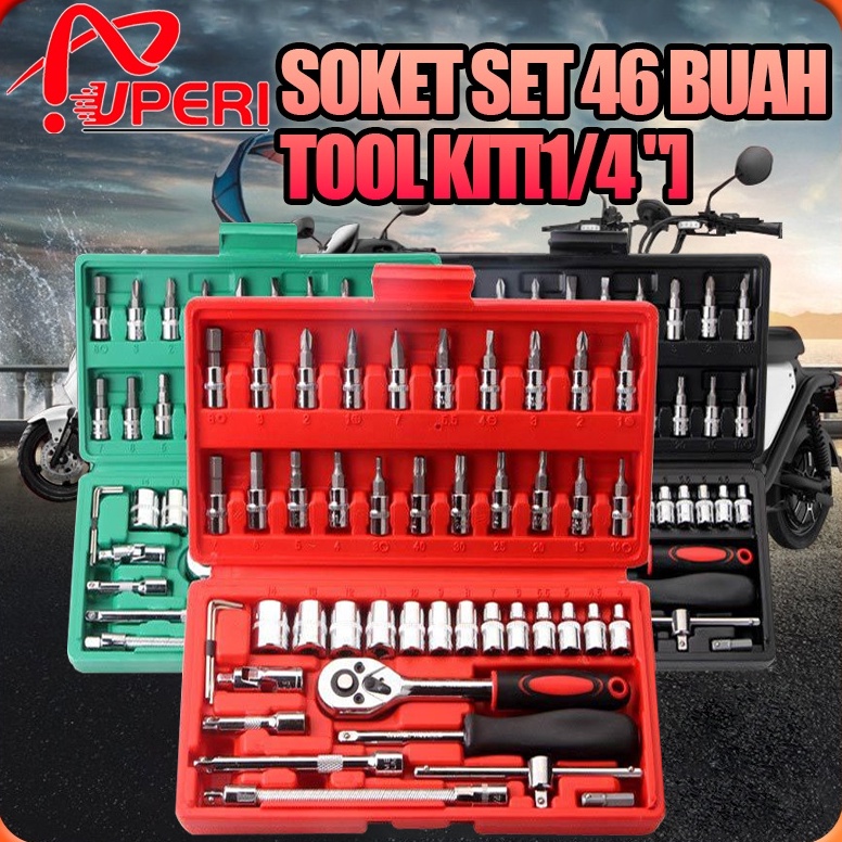 0K597J85 Set Kunci Socket 46 PCS full Set (1/4 ") Pas Ring L Motor Kunci/kunci l set tekiro lengkap/kunci ring pas 1 set lengkap Dijual Murah