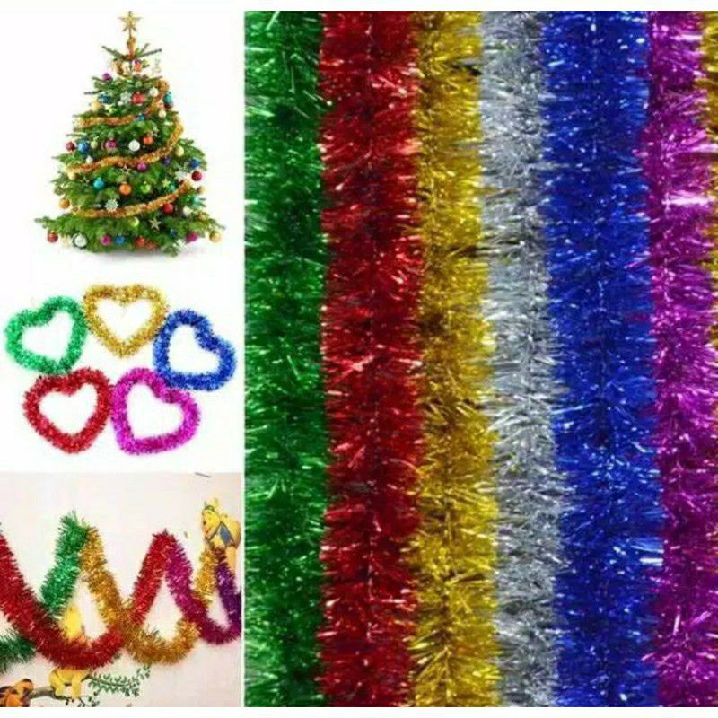 

OU4 TINSEL/SLINGER RUMBAI WARNA/HIASAN PARCEL NATAL PESTA ETZ