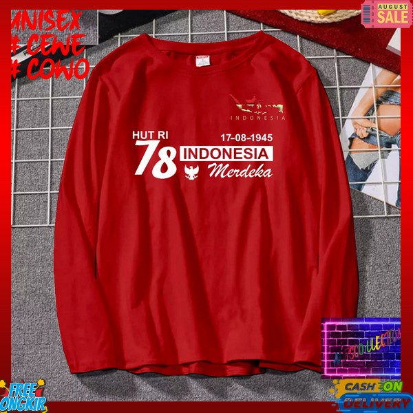 Kaos Hut Ri Ke 78 Lengan Panjang Merah Putih Kaos Kemerdekaan Indonesia Dewasa Laki Laki Perempuan B