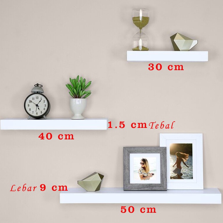 ☇PsQ Rak Dinding Minimalis 3 Ambalan Satu Set ✧ Terbaru