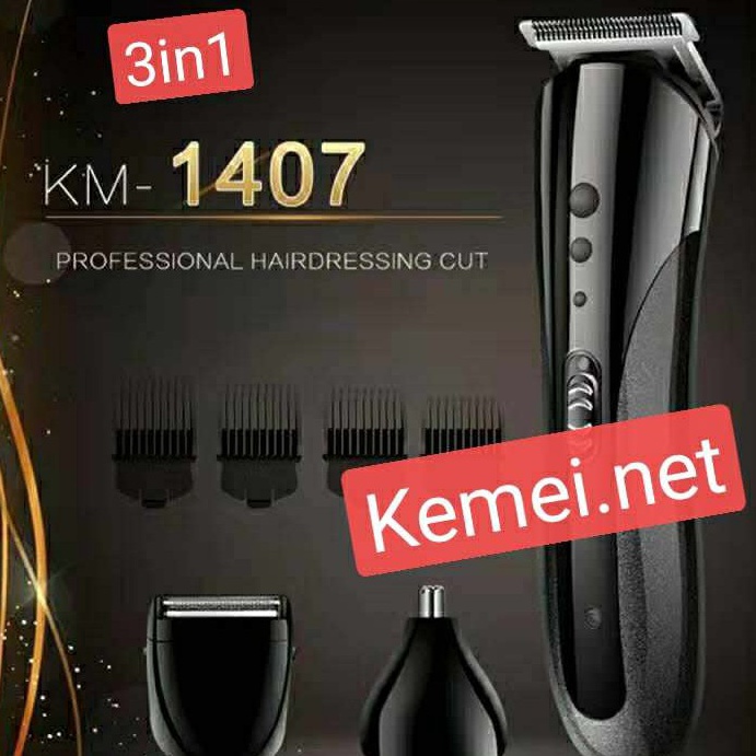 Ayo Dapatkan clipper kemei km-1407 3 in 1 mesin cukur rambut kemei /kepala pisau cukur kemei km-1407