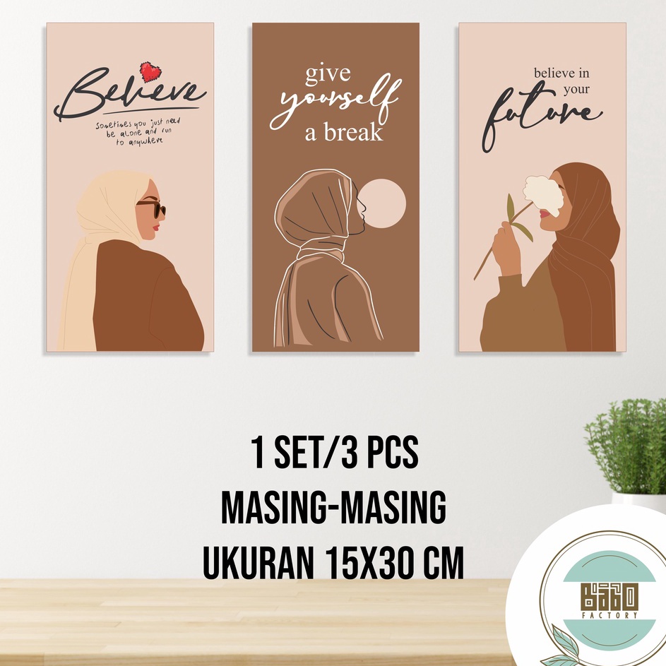 Paling Popular [1 set / 3 pcs] Hiasan Dinding Aesthetic Quotes Motivasi per papan 15x30 cm Kirim Lan