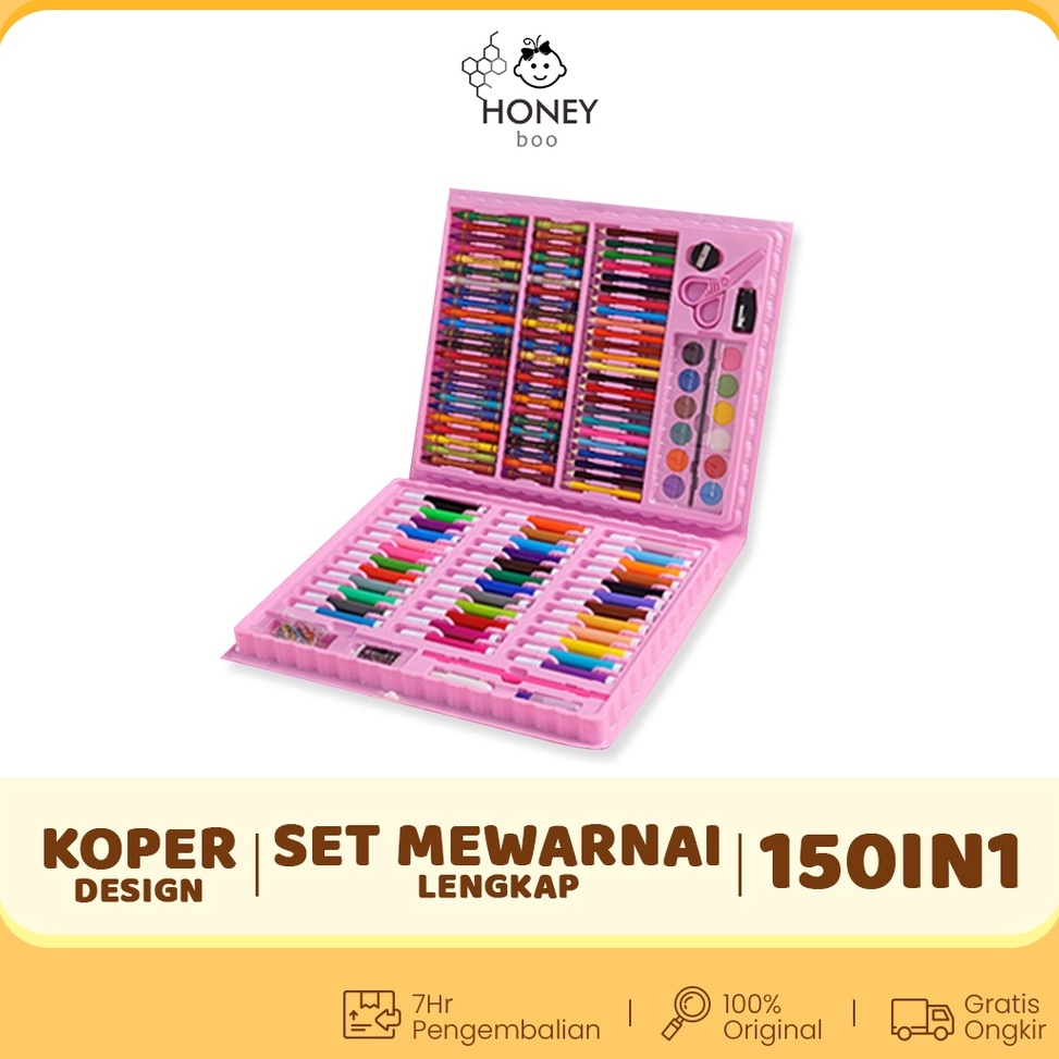 

84 Honey Boo - Krayon Anak Set Koper 150 in 1 Crayon Full Alat Melukis Mewarnai Set ➼Terkini